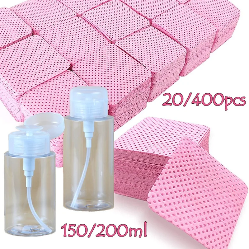 20/400 قطعة خالية من الوبر مناديل الأظافر جل تنظيف الأنسجة خالية من الألومنيوم مزيل طلاء الأظافر منصات ل NaiArt الجمال تنظيف أداة العناية