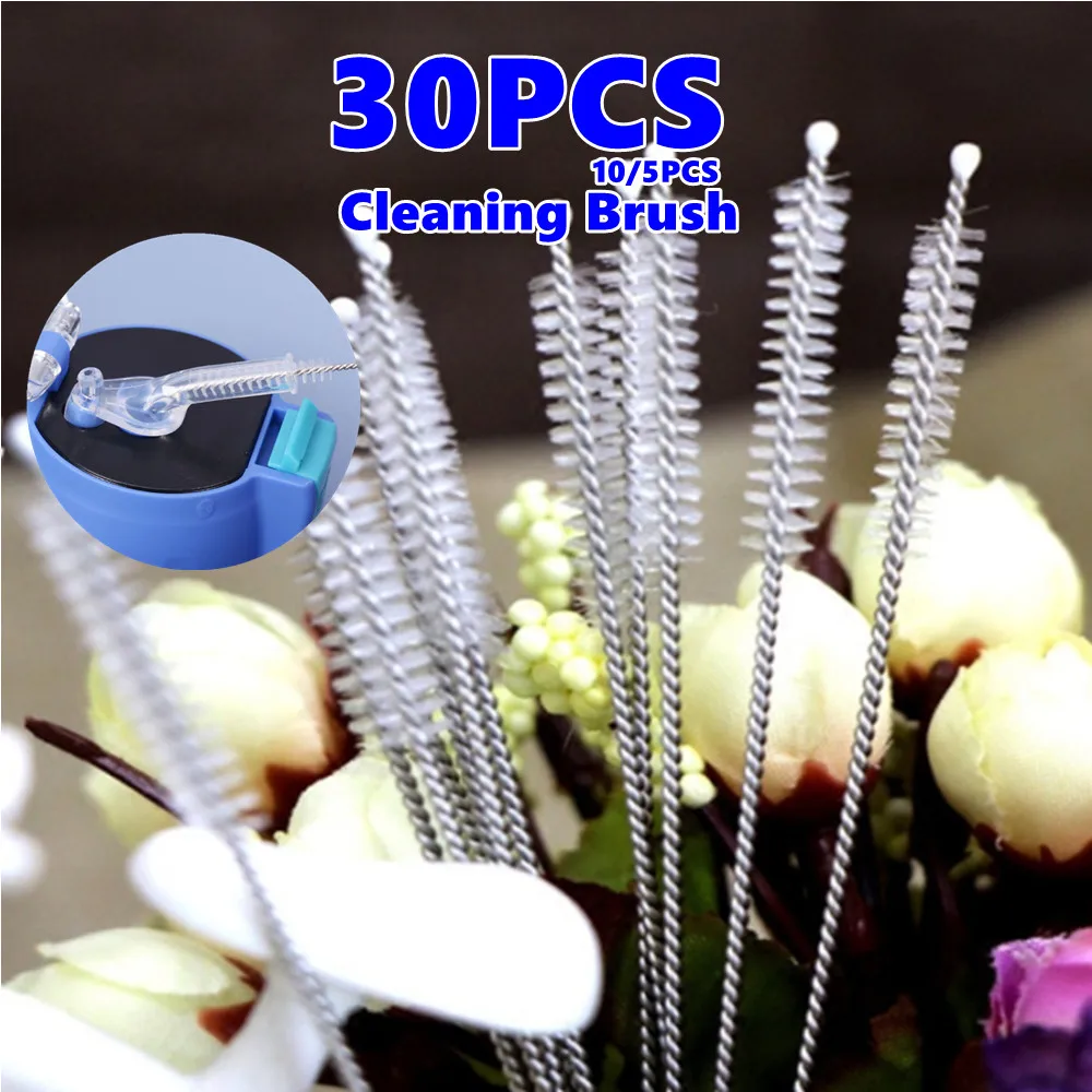 30/10/5 Pcs New Delicate Nylon Straw Cleaners Cleaning Brush Drinking Pipe Cleaners Stainless Steel Glass Brush