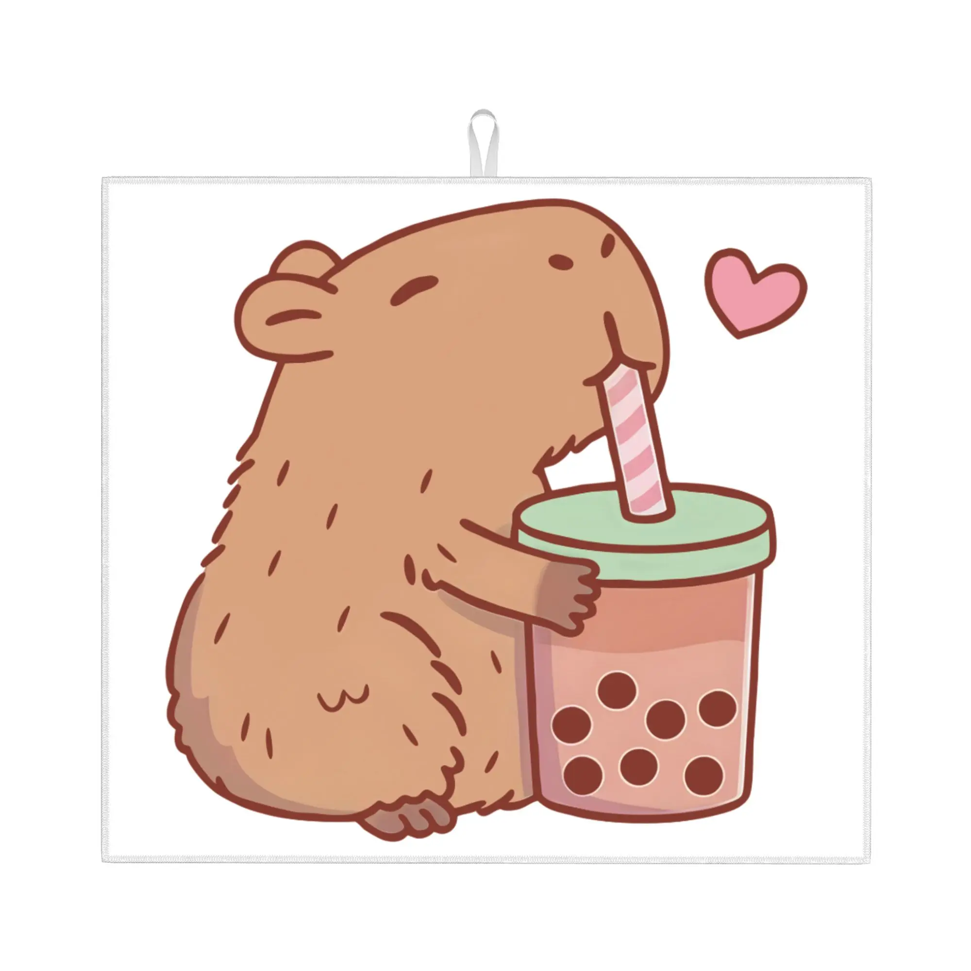 Drying Mat For Kitchen Cartoon Animal Pets Capybara Water Absorbent Waterproof Reusable  On Slip Kitchen Counter Protector Mat