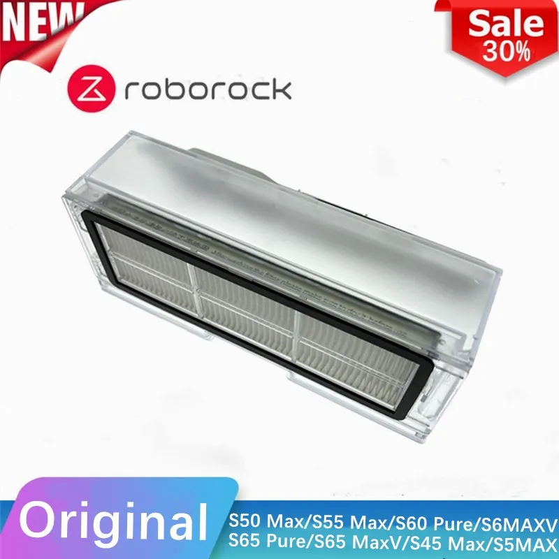 Original Roborock S50 Max/S55 Max/S60บริสุทธิ์/S65บริสุทธิ์/S65 Maxv/S45 Max ฝุ่นกล่อง + 1 Original HEPA Filter