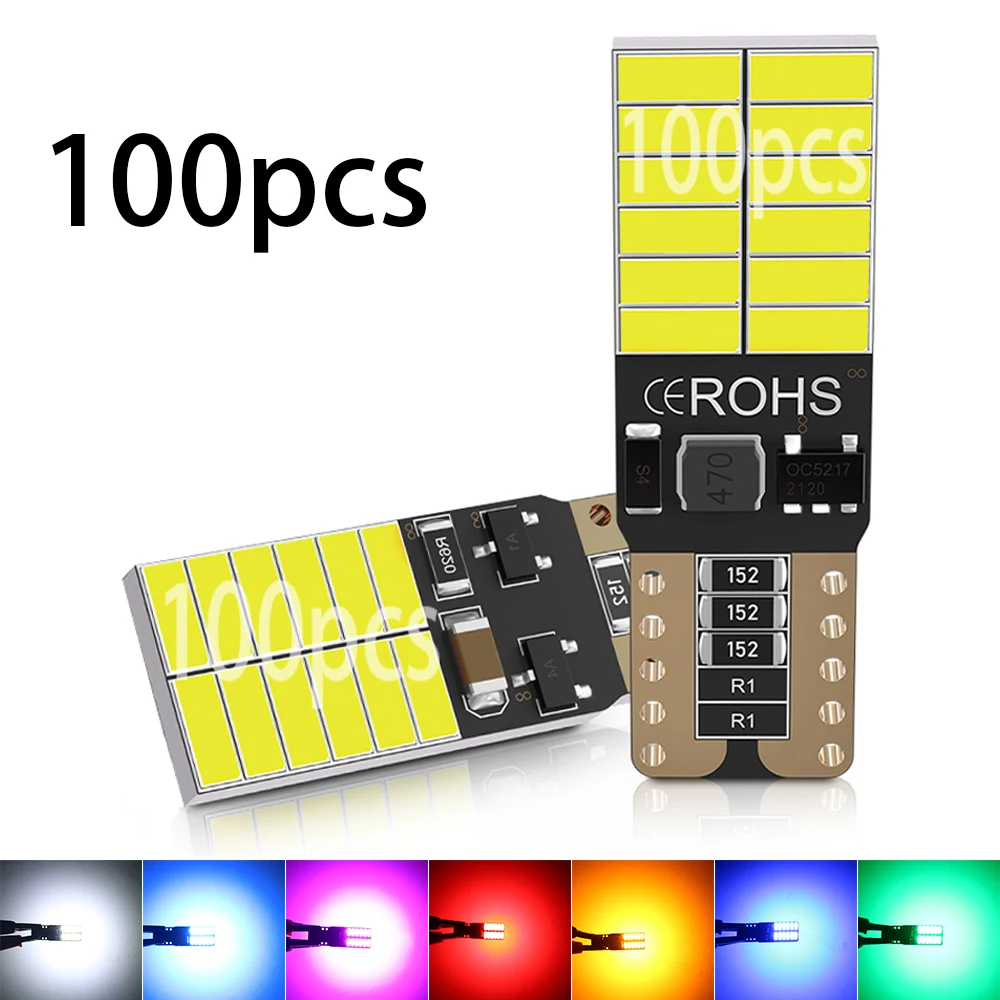 Wholesale 100pcs CANBUS T10 W5W Car LED Lights Bulbs 24pcs 4014SMD Constant Current No Error 12V Diode White Yellow Ice Blue Red