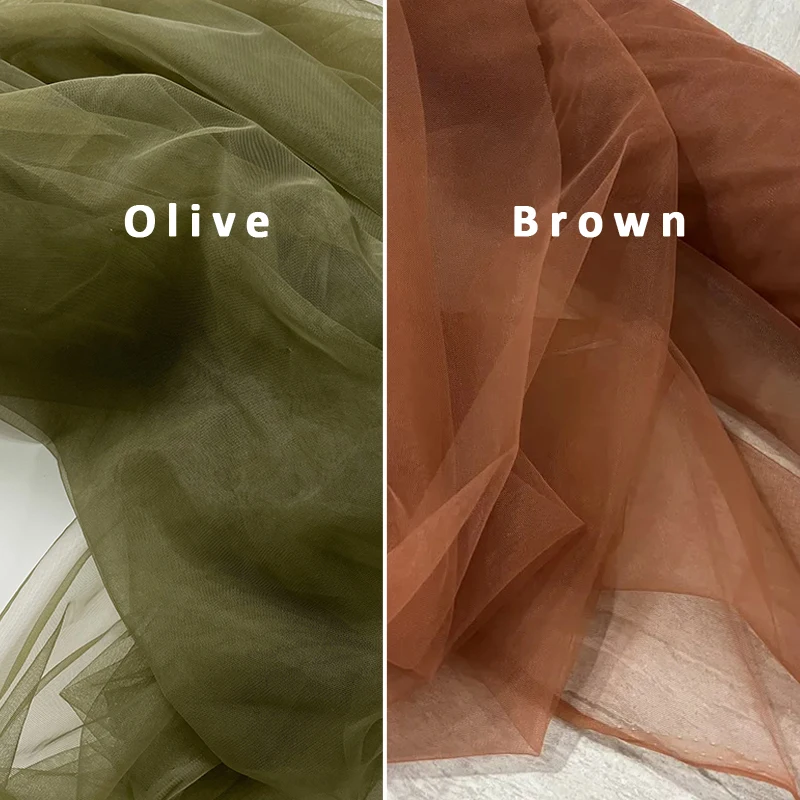 

Brown Soft Tulle Fabric Wedding Decoration Curtain Clothing Sewing Mesh Gauze Layout Chair Back Yarn Encryption Handmade DIY