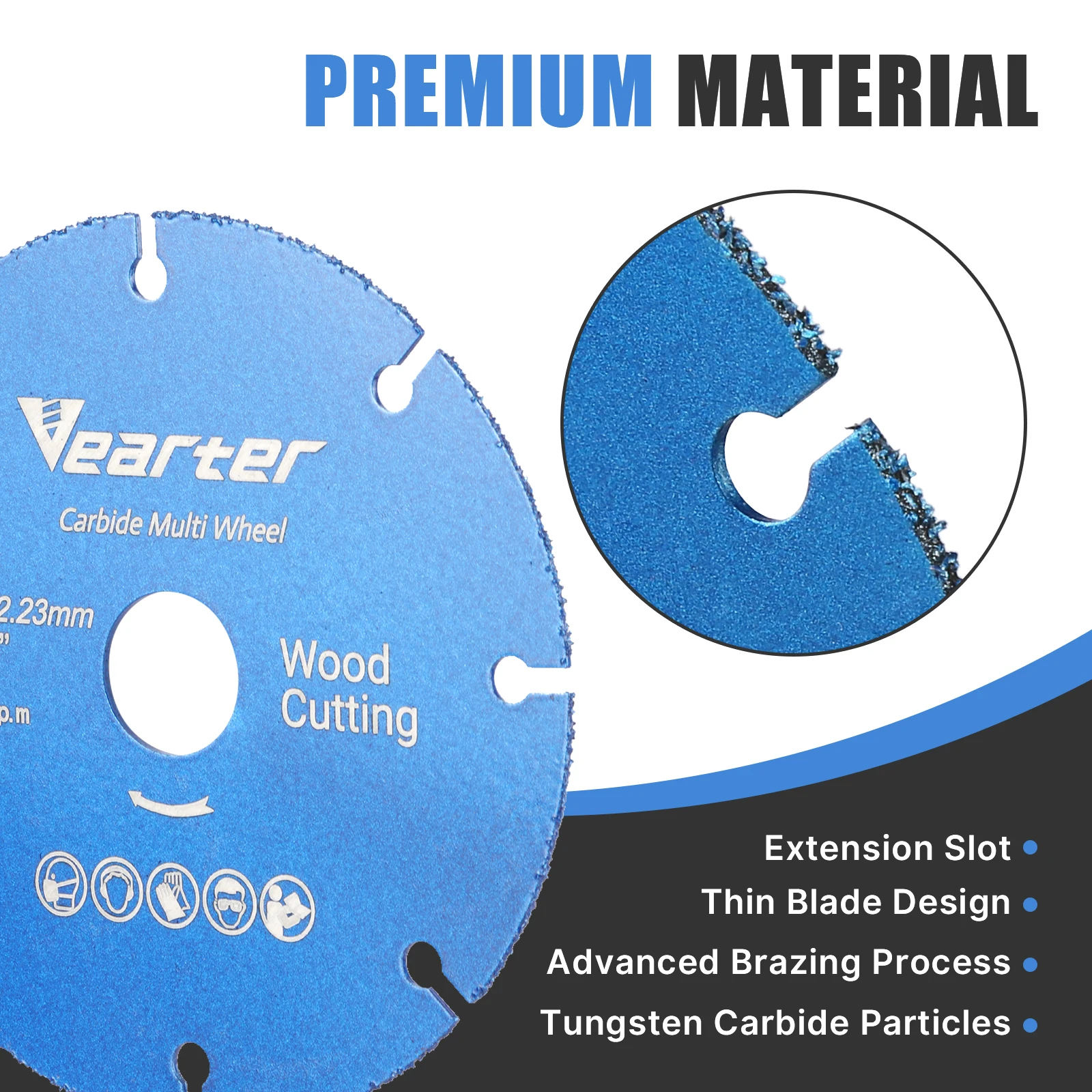 Vearter 100/115/125mm Ruota da taglio in metallo duro brasato sotto vuoto Disco per lama per sega circolare da 4/ 4,5/5 pollici per legno con chiodo in plastica PVC