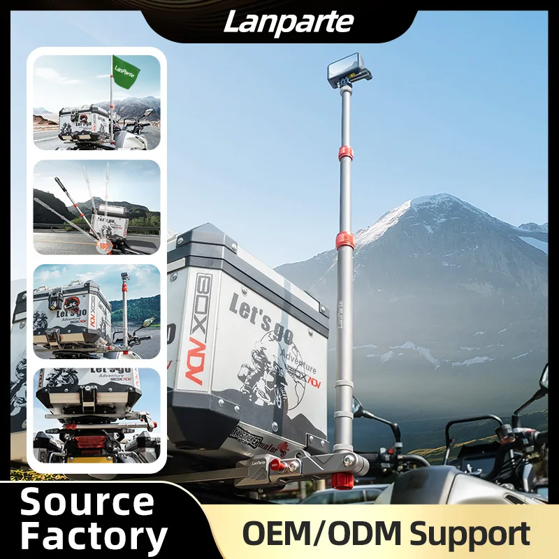 Trending Professional Aluminum Alloy Multi-functional Foldable Flagpole Kit Action Camera Holder Accessories for Motorcycle - view 6
