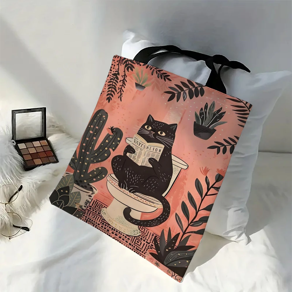 Vintage Fashion Newspaper - 1pc Black Cat Shoulder Bags Funny