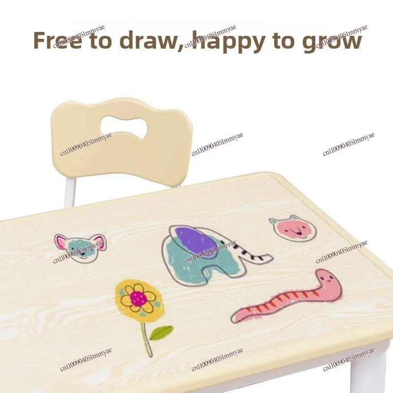Height Adjustable Kids Graffiti Study Desk Chair Set Multifunctional Writing Furniture