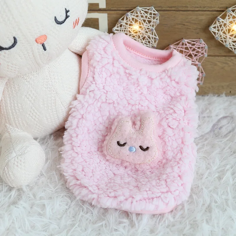 Fluffy Animal Milk Dog Clothes Warm Cotton Puppy Kitten Clothes Newborn Cat Girl Female Dog Clothes Coat Outfit