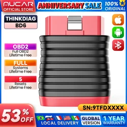 THINKCAR-herramienta de diagnóstico de coche BD6 OBD2, sistema completo, escáner automotriz, lector de código, 5 reajustes, herramienta de escaneo gratuita