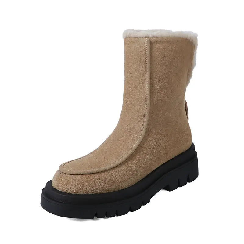 

Women Winter Snow Boots Made of High Quality Cow Suede Soft Wool for Warm Comfortable Wear in Cold Weather