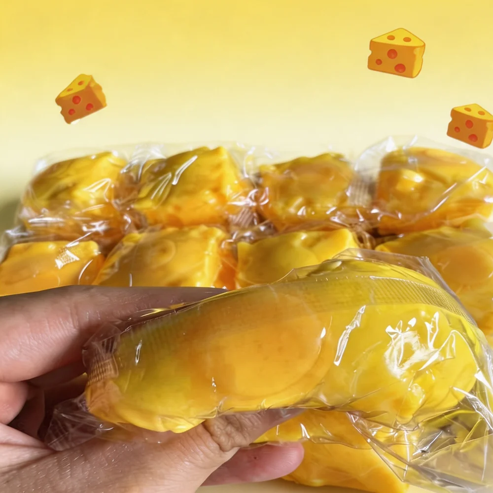 12PCS Simulation Cheese Food Squeezable Cheese Soft and Gentle Rebound Deformable and Stress Relieving Kitchen Simulation Food