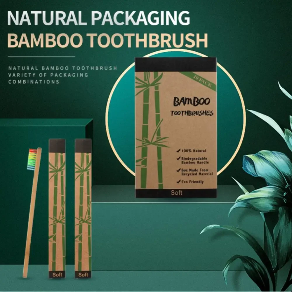 

Sdottor New 4/10PCS Natural Bamboo Charcoal Toothbrush Kit Soft Bristle Manual Toothbrush Teeth Cleansing Whitening Oral Hygiene