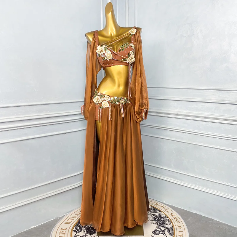 New Women's Oriental Dance Costume Women's High end Luxury Flower Tassel Set Belly Dancing Professional Performance Costumes