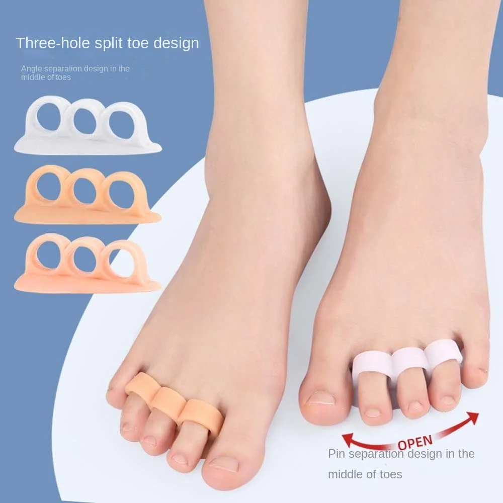 Three Pores Toe Separators Feet Valgus Corrector Curved and Deformed Toes Toe Straightener Toe Valgus Protector Foot Care Tools