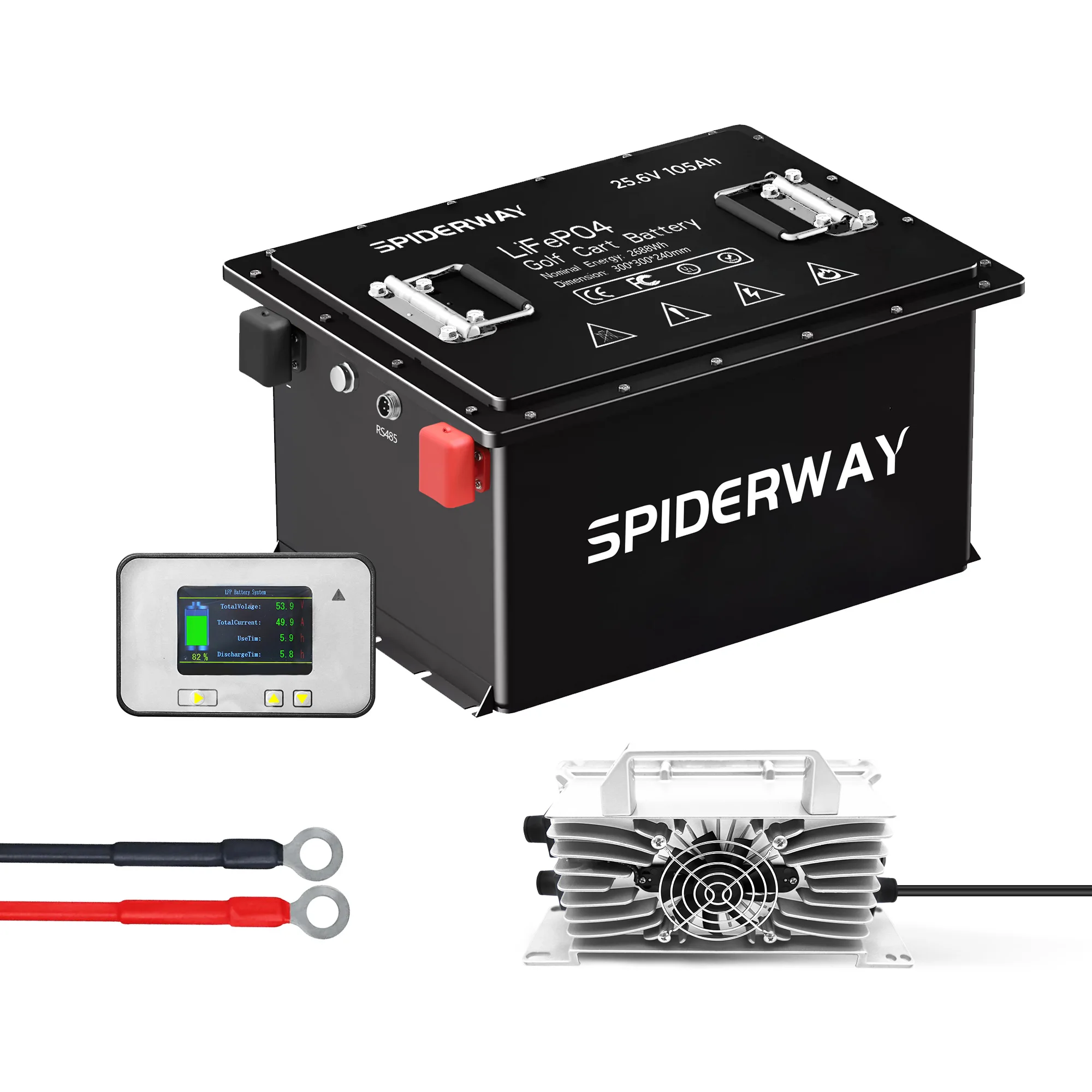 72V 105Ah LiFePO4 Lithium Battery 200A BMS with Touch Monitor 8Mobile APP+20A Charge