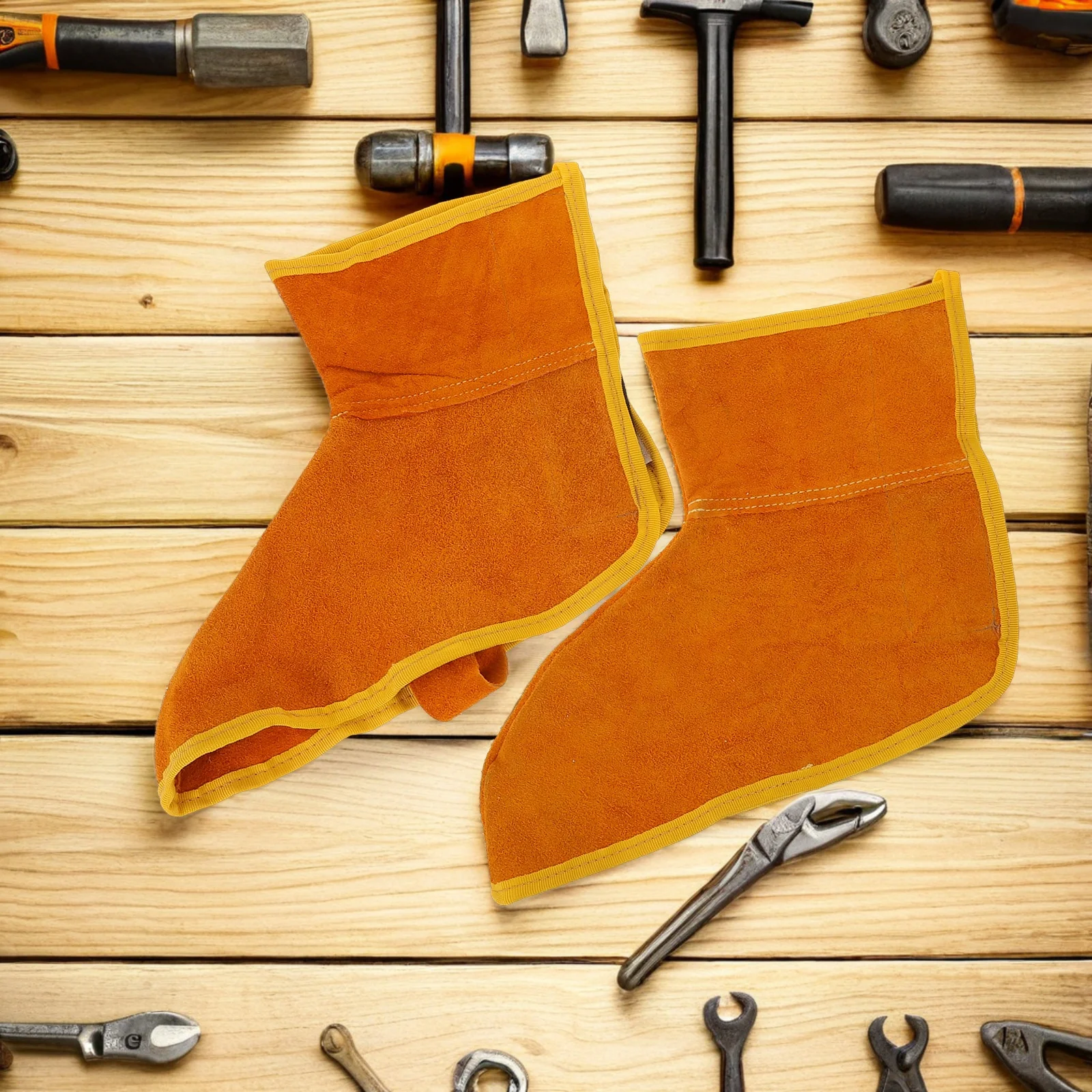 1 par de cubiertas para botas de soldadura, polainas, protectores de dedos engrosados, protectores de zapatos resistentes al calor, espátulas de seguridad para soldadores