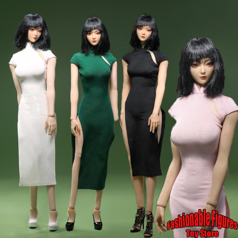 

JO24X-02 1/6 Женское эластичное тонкое платье Cheongsam с высоким разрезом в китайском стиле, элегантное платье, подходит для экшн-фигурки 12 дюймов