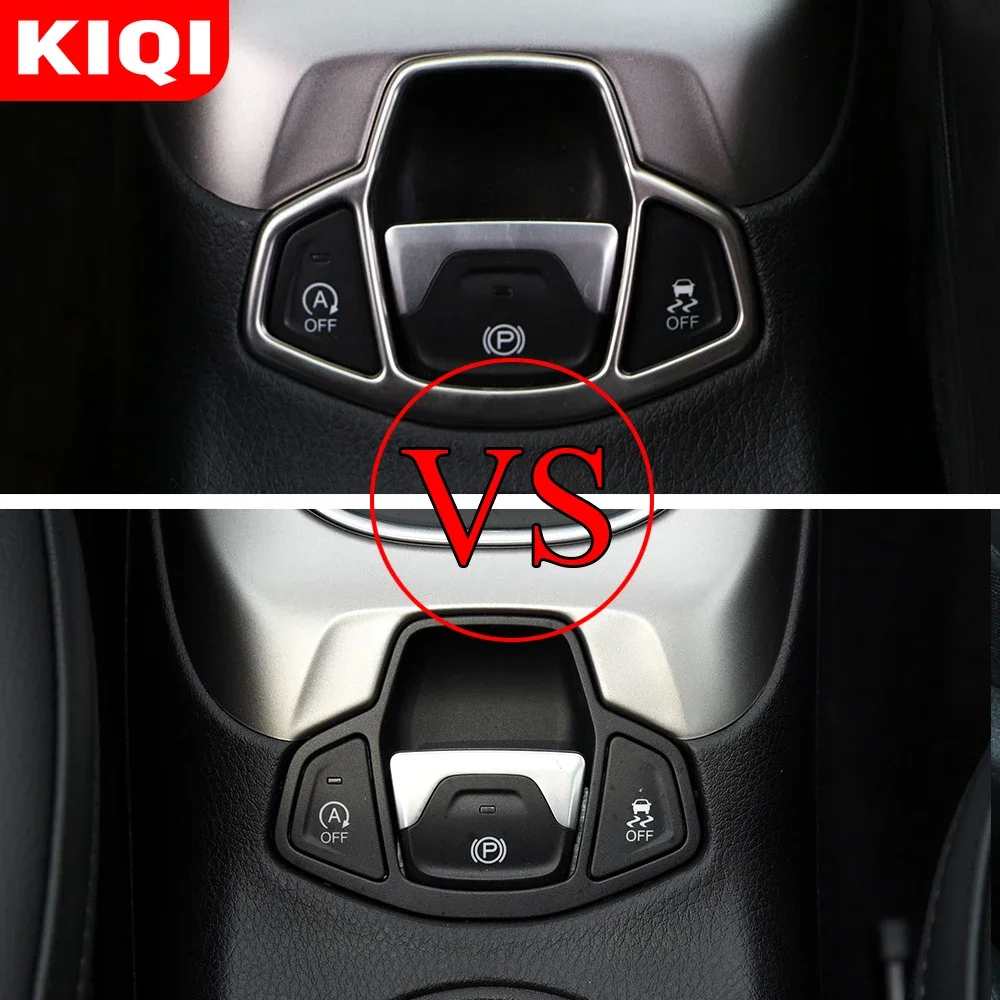 Car Stainless Steel Electronic Auto Handbrake Hand Brake Button Panel Trim Cover Sticker for Jeep Compass 2017 2018 2019