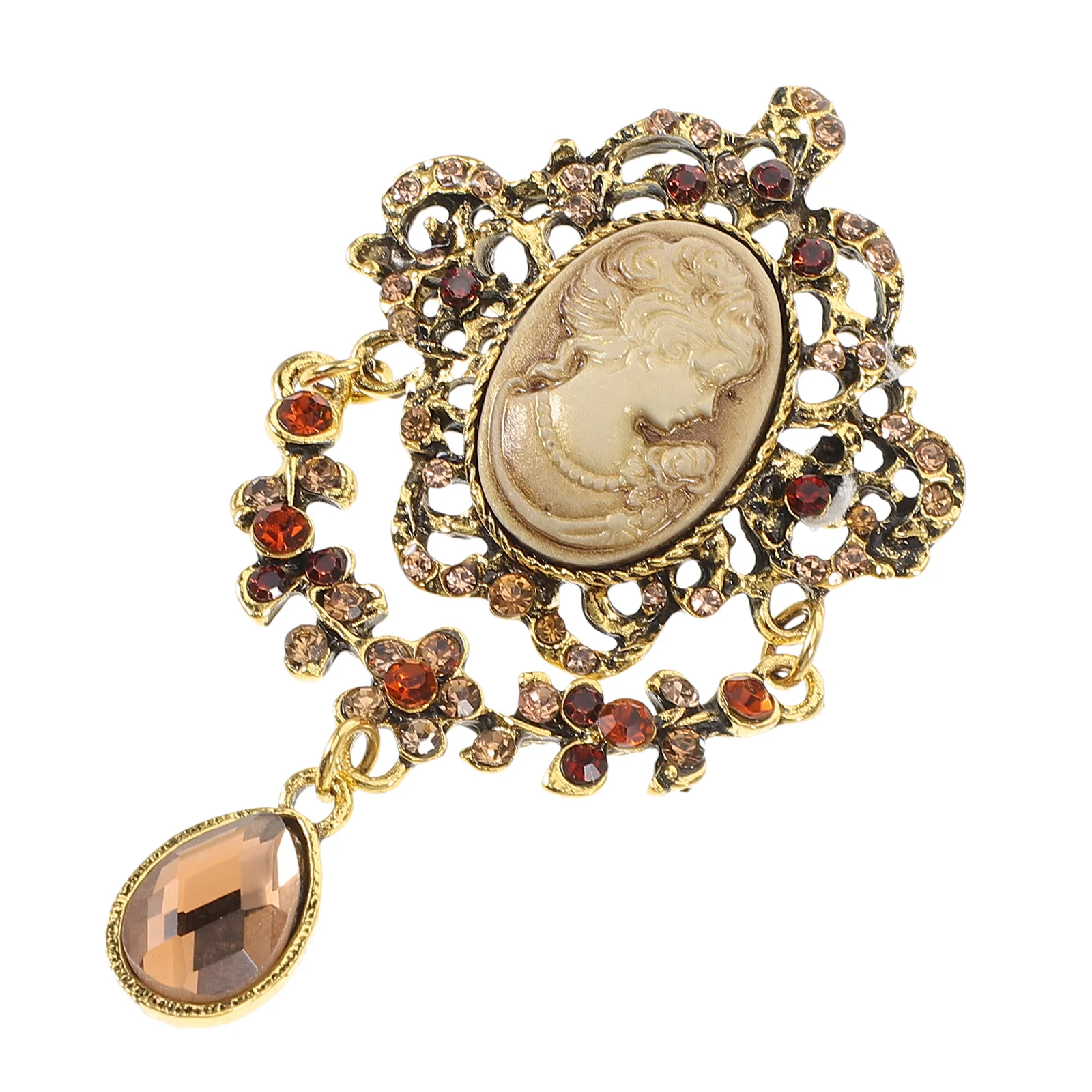 Vintage Beauty Brooch Clothing Ornament Decor Retro Pin Women Rhinestones Decorative Breastpin