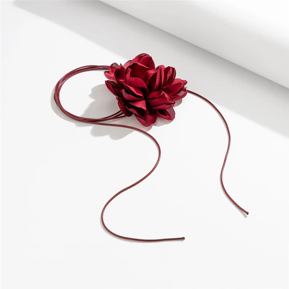 Ingemark Übertriebene große Rosen-Blumen-Halskette für Frauen, Mi, Braut, Gothic, Kpop, verstellbare Schleife, Kette, Y2K-Accessoires, Neu – Detail 12