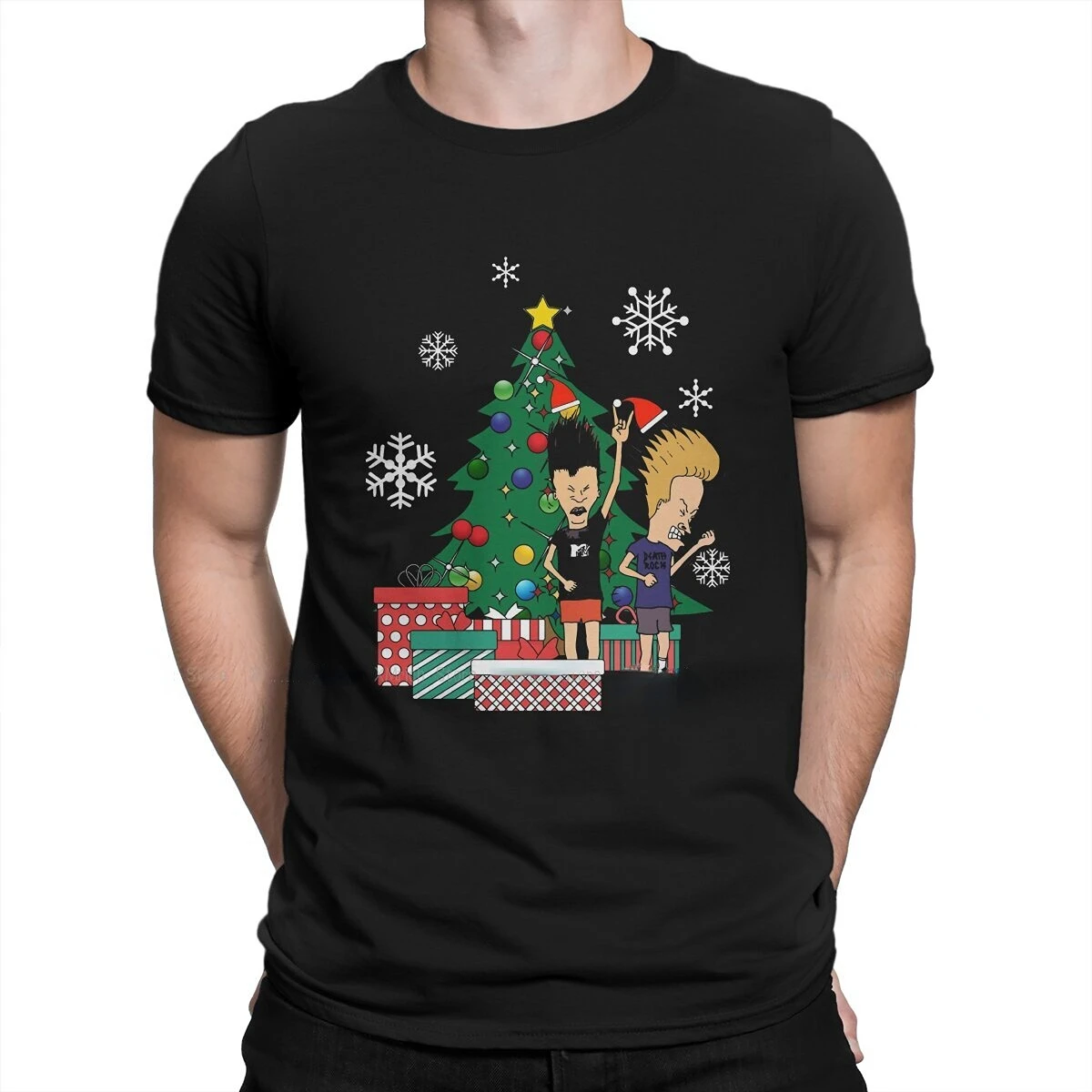 Beavis and Butthead BB Neuestes T-Shirt für Männer rund um den Weihnachtsbaum, runder Kragen, grundlegende, unverwechselbare Geburtstagsgeschenk-Oberteile