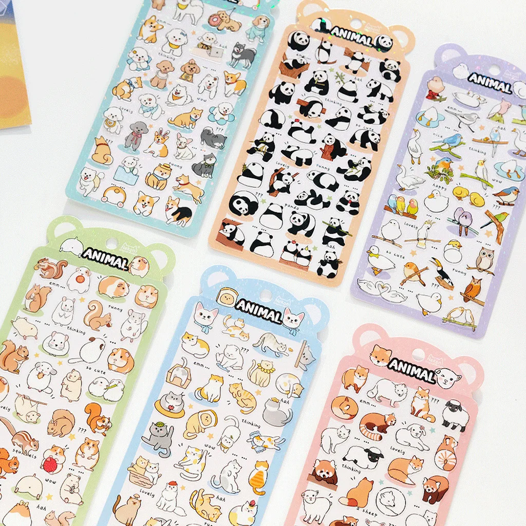 Kawaii Stickers Cartoon Animals Pets Cat Dog Hand Account Decorative Sticker Gifts Kids Toy