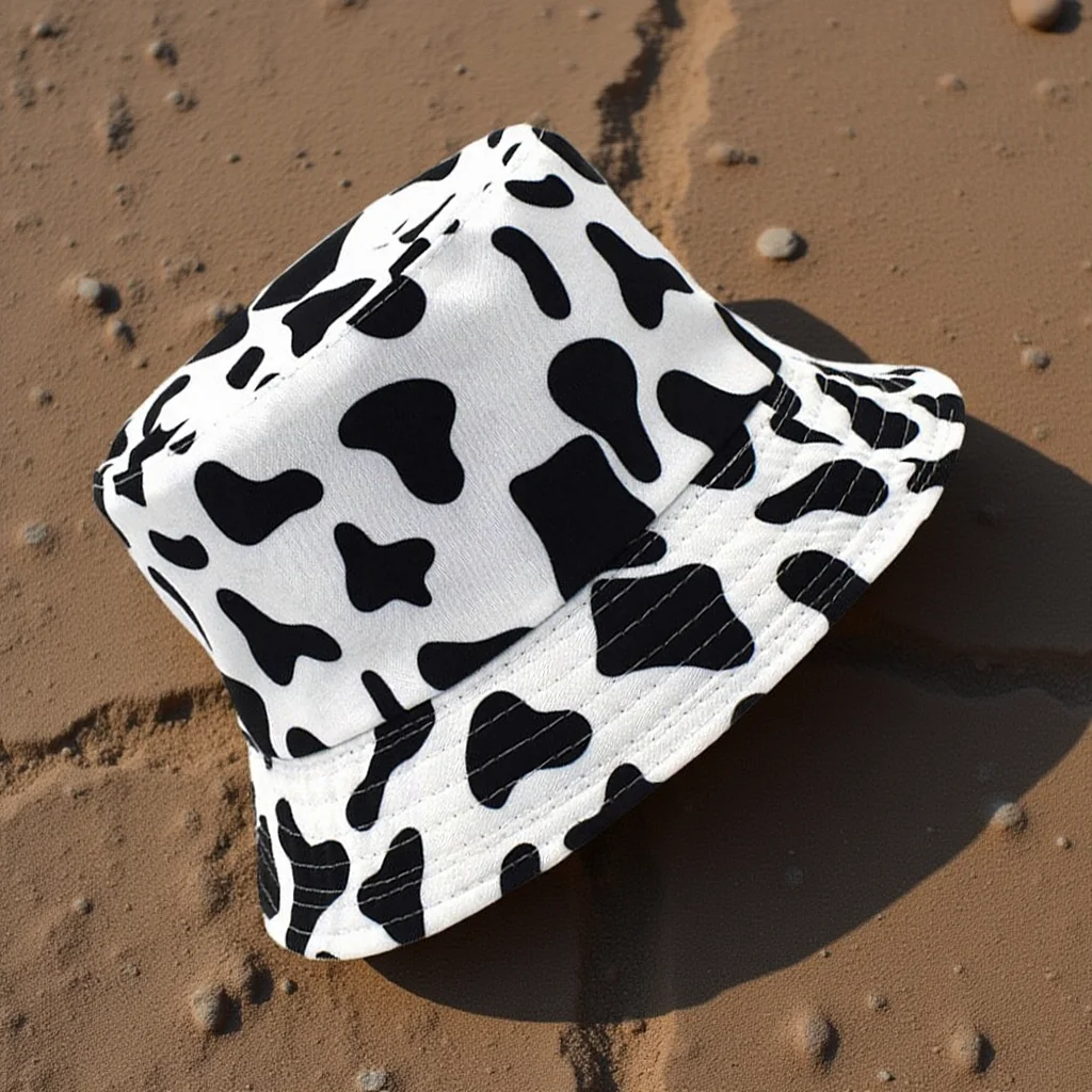 

1Pcs Cow Printing Bucket Hat Soft Breathable Sun Protection for Women Outdoor Activities Beach Vacation Bucket Hat