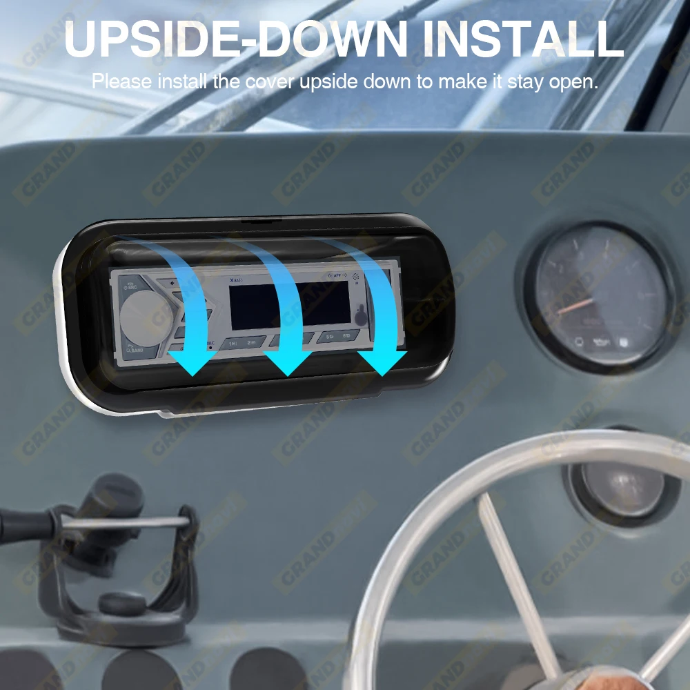 Boot Marine Radio Rtective Flip-up Cover Waterdicht Stofdicht Zonbestendig Voor 1Din MP3 Marine Boot Radio ATV UTV Golfkar