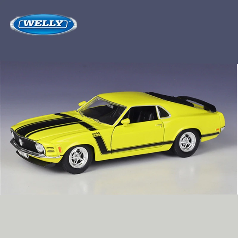 WELLY 1:24 1970 Ford Mustang BOSS 302 Alloy Racing Car Model Diecasts Metal Sports Car Vehicles Model Collection Childrens Gifts