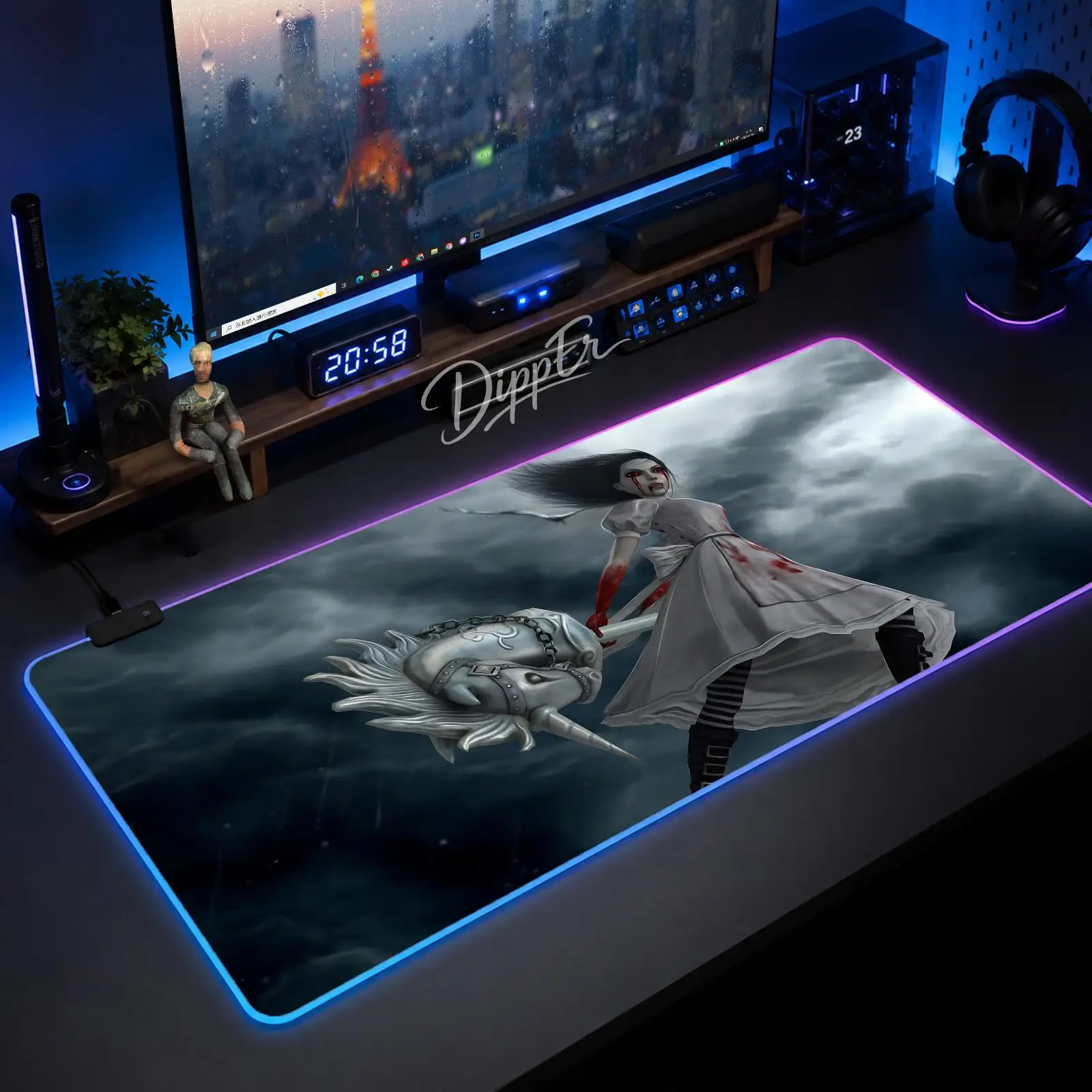 

Game Classic a-Alice Madness Returns Mouse Pad Large Size LED Glowing Table Pad XXL Gaming Non-slip Rubber Mat With Backlight