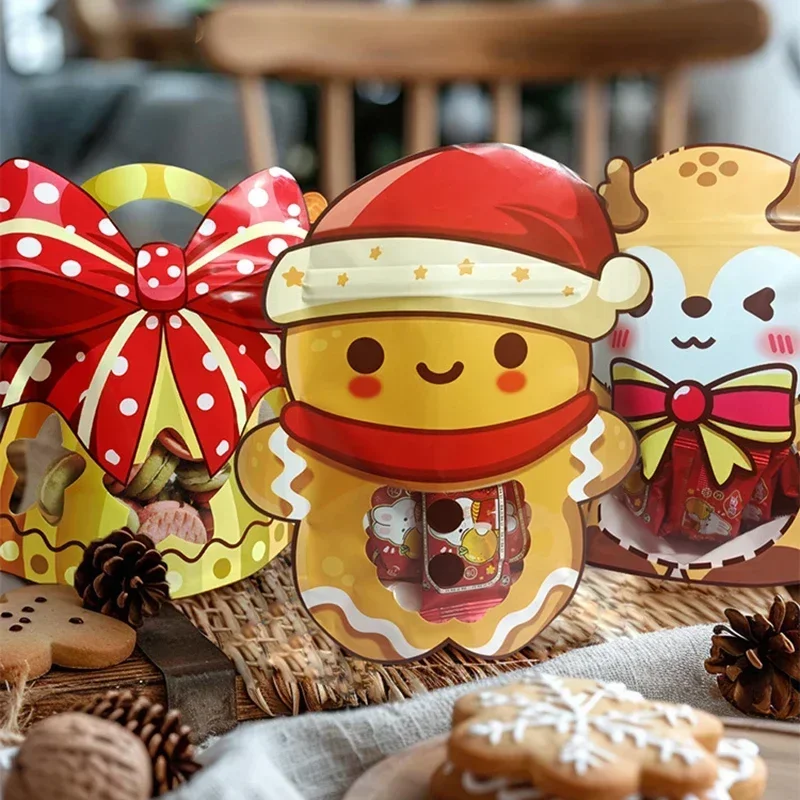 50Pcs Christmas Gift Packaging Bag Home Party New Year For Cookies Candy Chocolate Macarons Decoration Snowman Child Favors