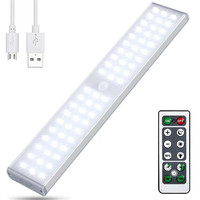 60 LED Under Cabinet Night Light USB Rechargeable with Remote Control Motion Sensor Closet Light Kitchen Bedroom Wall Lamp