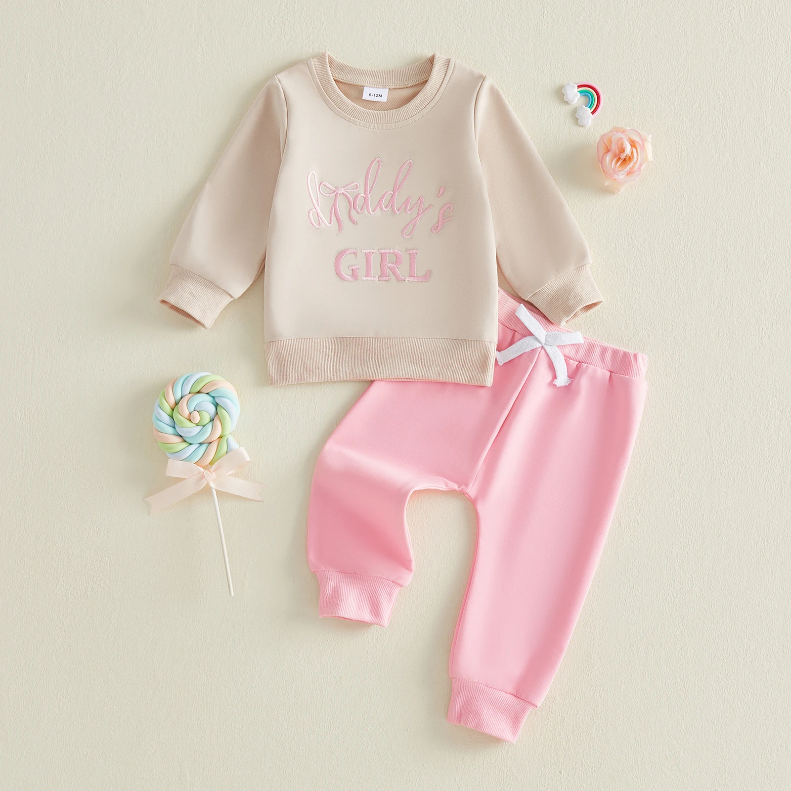 

Осенне-зимняя одежда для маленьких девочек, свитшот с круглым вырезом и вышитыми буквами + брюки для бега, комплект одежды