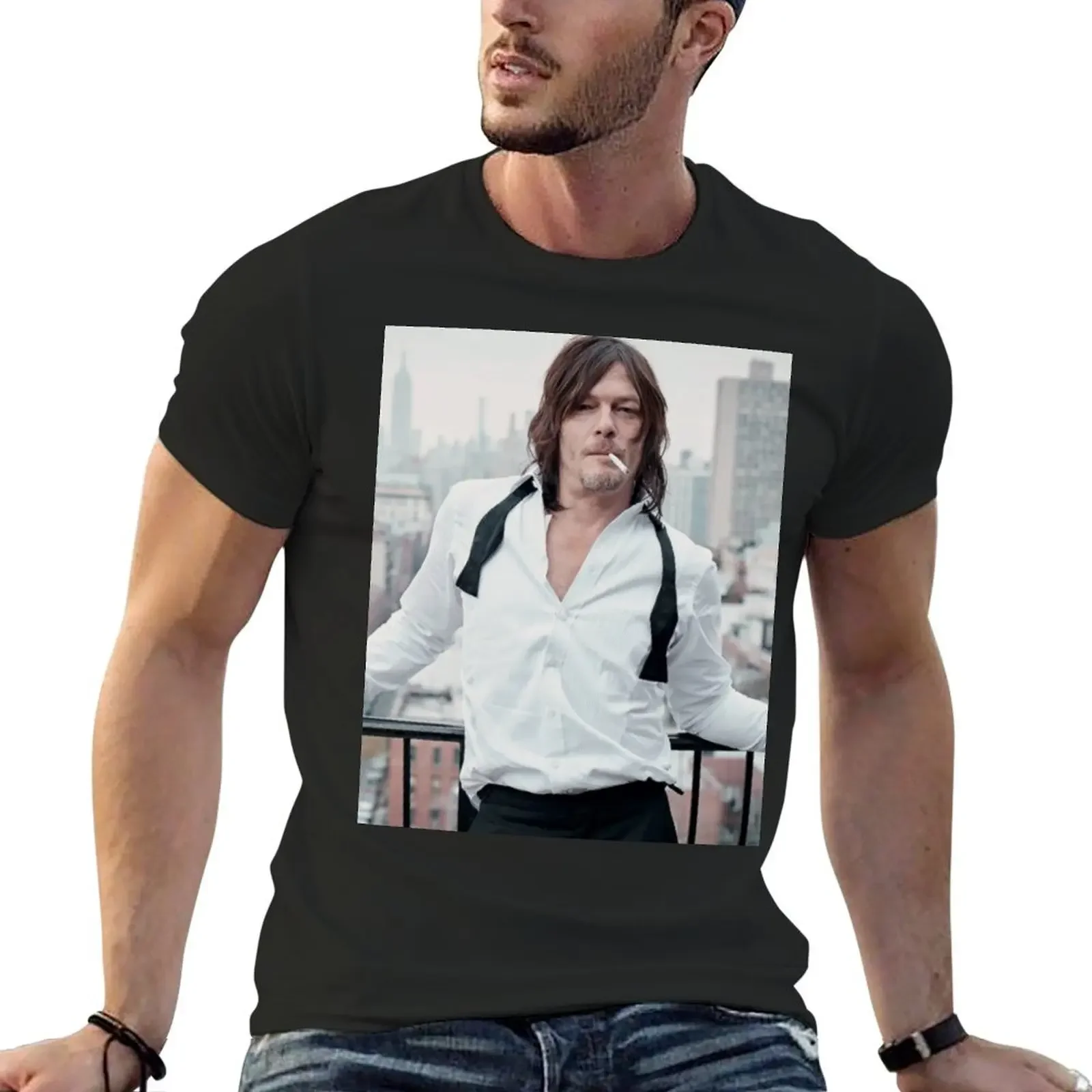 

norman reedus handsome T-Shirt anime figures baggy shirts oversized men graphic t shirts