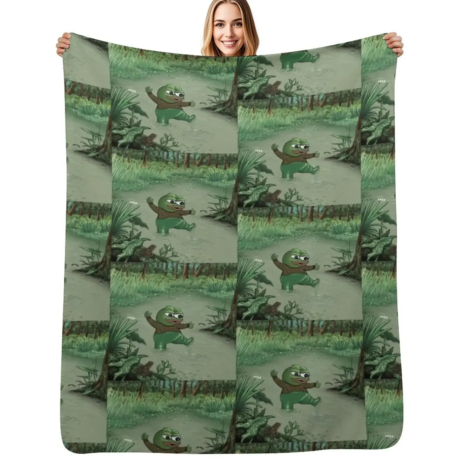 

Happy Pepe The Frog Throw Blanket Decorative Sofa Sofa Quilt warm for winter Sofas Blanket