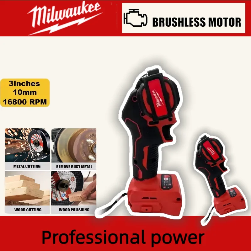 Milwaukee para 20v18vbateria 3 Polegada moedor de ângulo sem fio máquina polimento moagem elétrica moedor corte diamante ferramenta elétrica