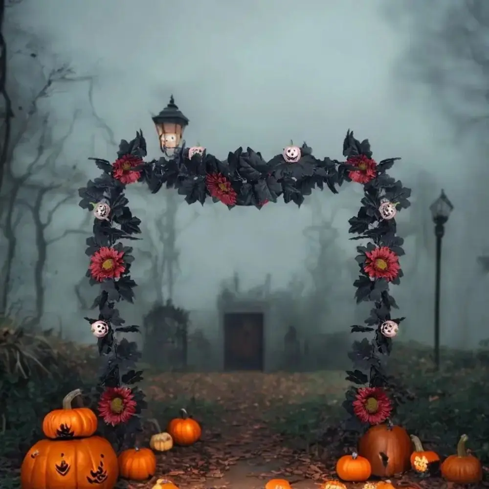 Picture 3: Realistic Artificial Maple Leaf Garland Silk Plastic Halloween Leaf Vines Real Touch Scene Layout Autumn Fall Decor