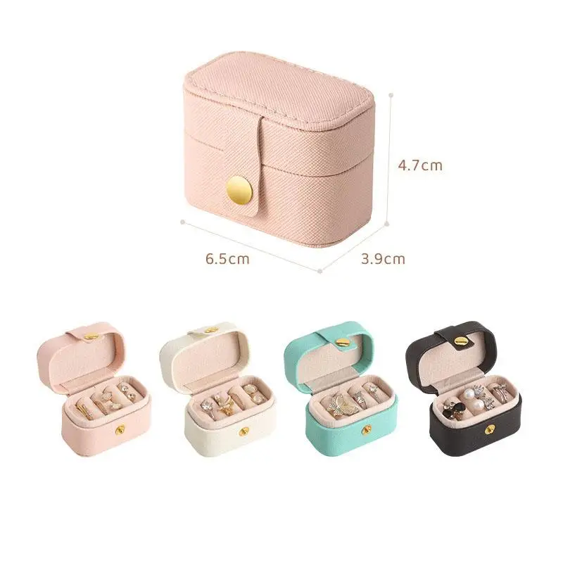 Portable Small Jewelry Organizer Display Travel Simple Mini Gift Case Boxes Leather Earring Necklace Ring Holder Packaging Box