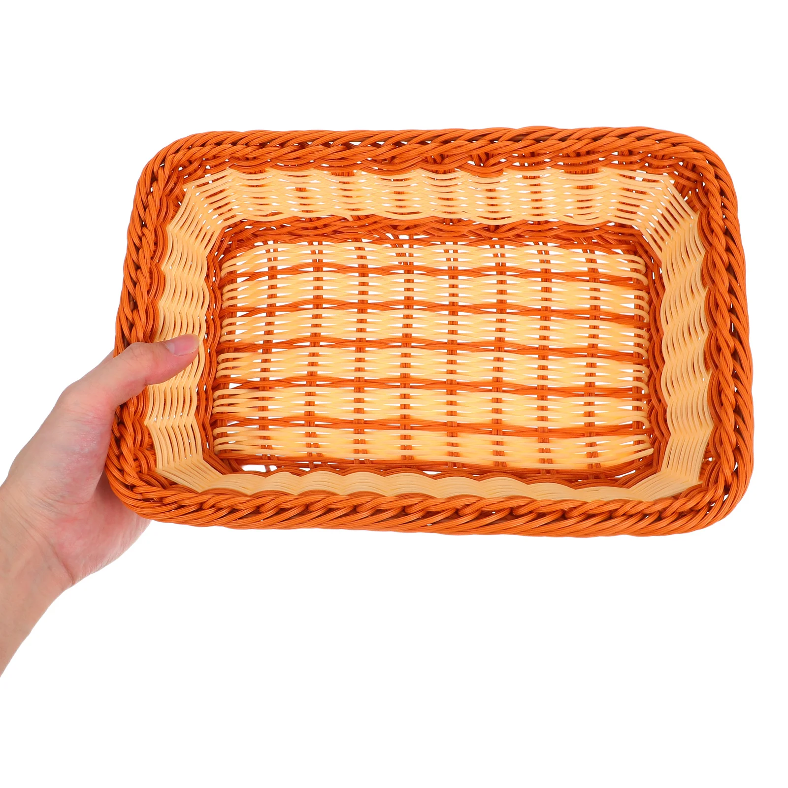 

Woven Plastic Storage Basket Brown 12X8X4Inch For Kitchen Pantry Snacks Organization Fruit Vegetable Serving Baskets Home