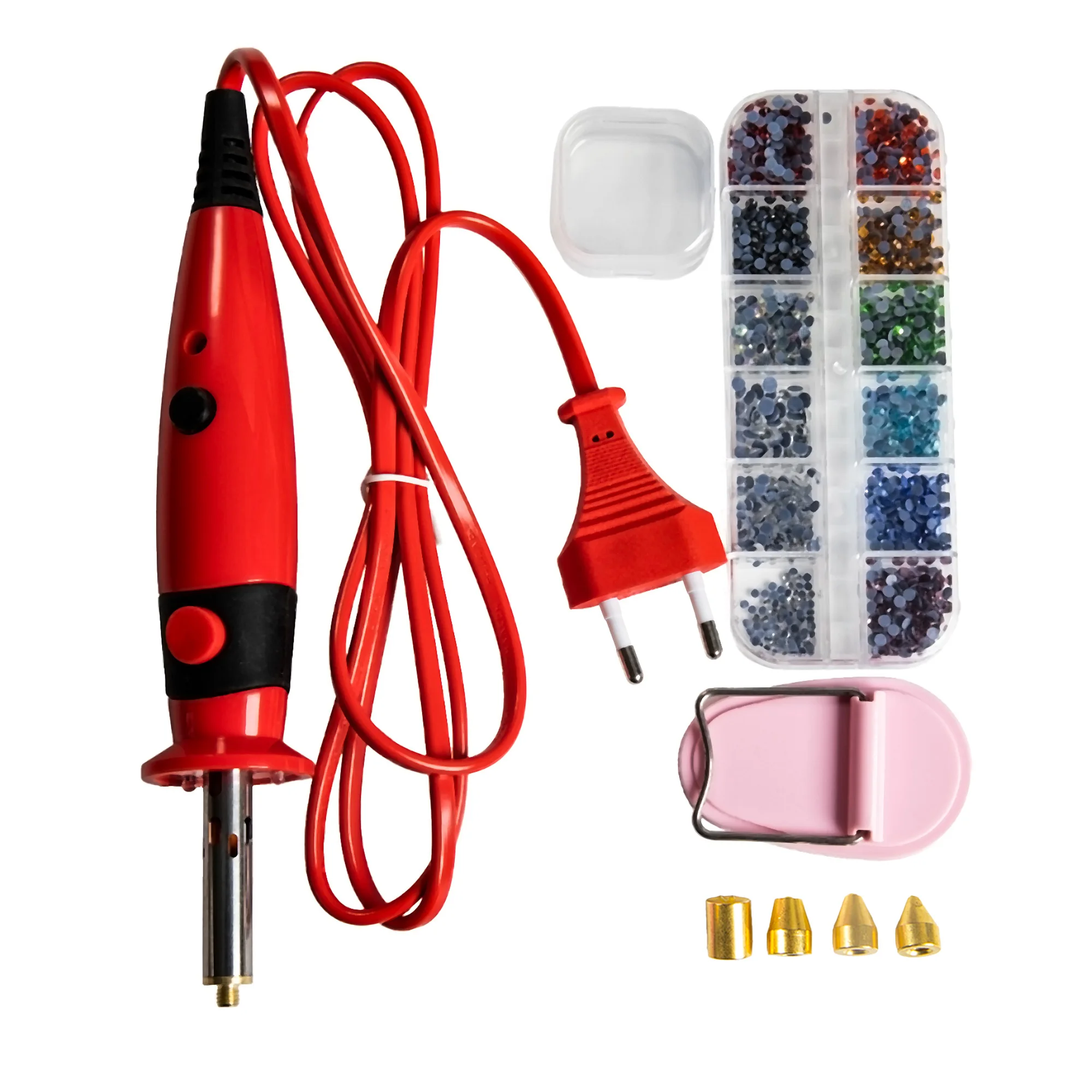 VC New Fast Heated Hotfix Rhinestones EU/US Plue Applicator Iron-on Wand Heat-fix Tool Gun Mixed Size Hot Fix Rhinestones