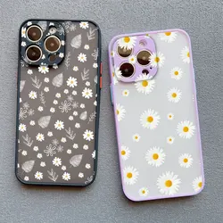 Daisy Flowers Phone Case for iphone 7 8 Plus For iphone X XR XS MAX 16 15 14 11 12 13 Pro Max Floral Shockproof Cover Fundas