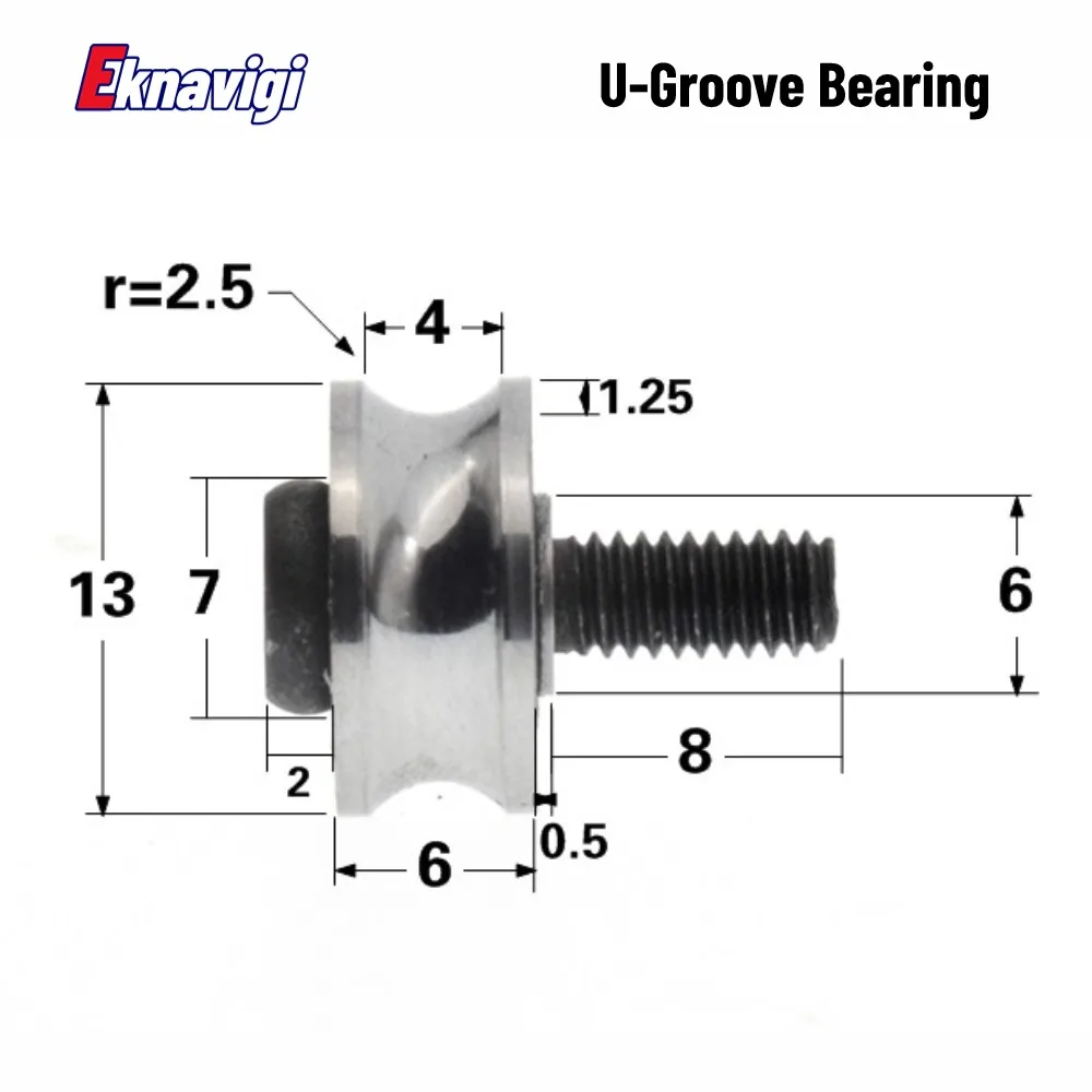 4PCS Free Shipping SG10+M4 Laser Embroidery Machine U-shaped Circular Groove Guide Roller Double Volleyball Bearing