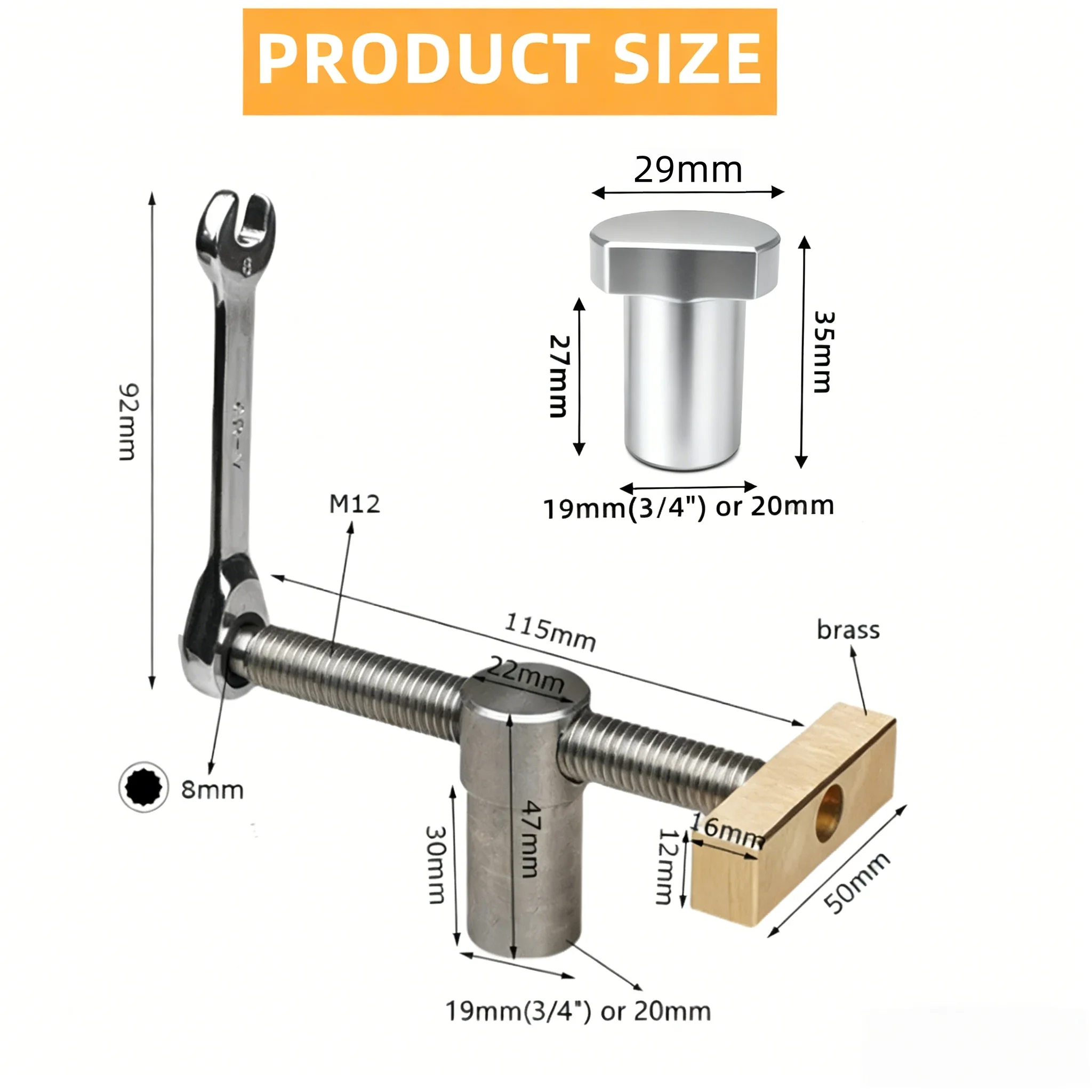 19/20mm Dog Hole Stop Fast Fixed Tool for Woodworking Workbench Bench Dog Clamp Table Quick Release Clamping Fixture, Adjustable
