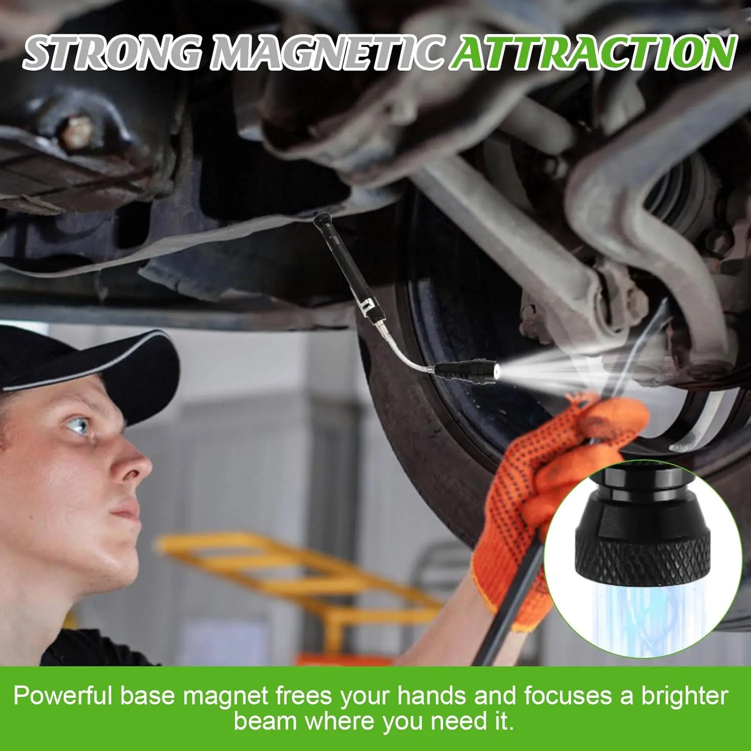 360° Inspection Mirror LED Light Extend Telescopic Inspection Work Mirror with Grip Handle Car Maintenance Repairing PickupTools - view 6