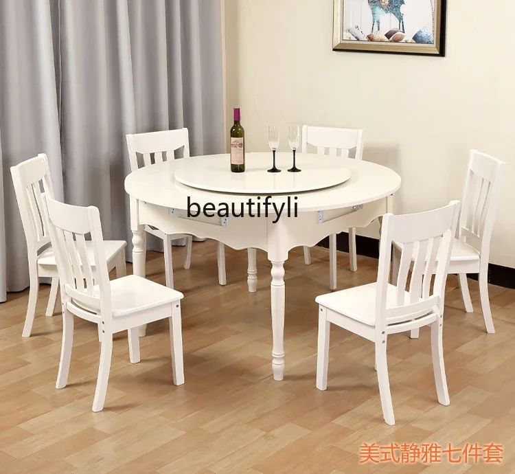 High-end mahjong machine automatic dining table dual-purpose round folding solid wood electric mahjong table