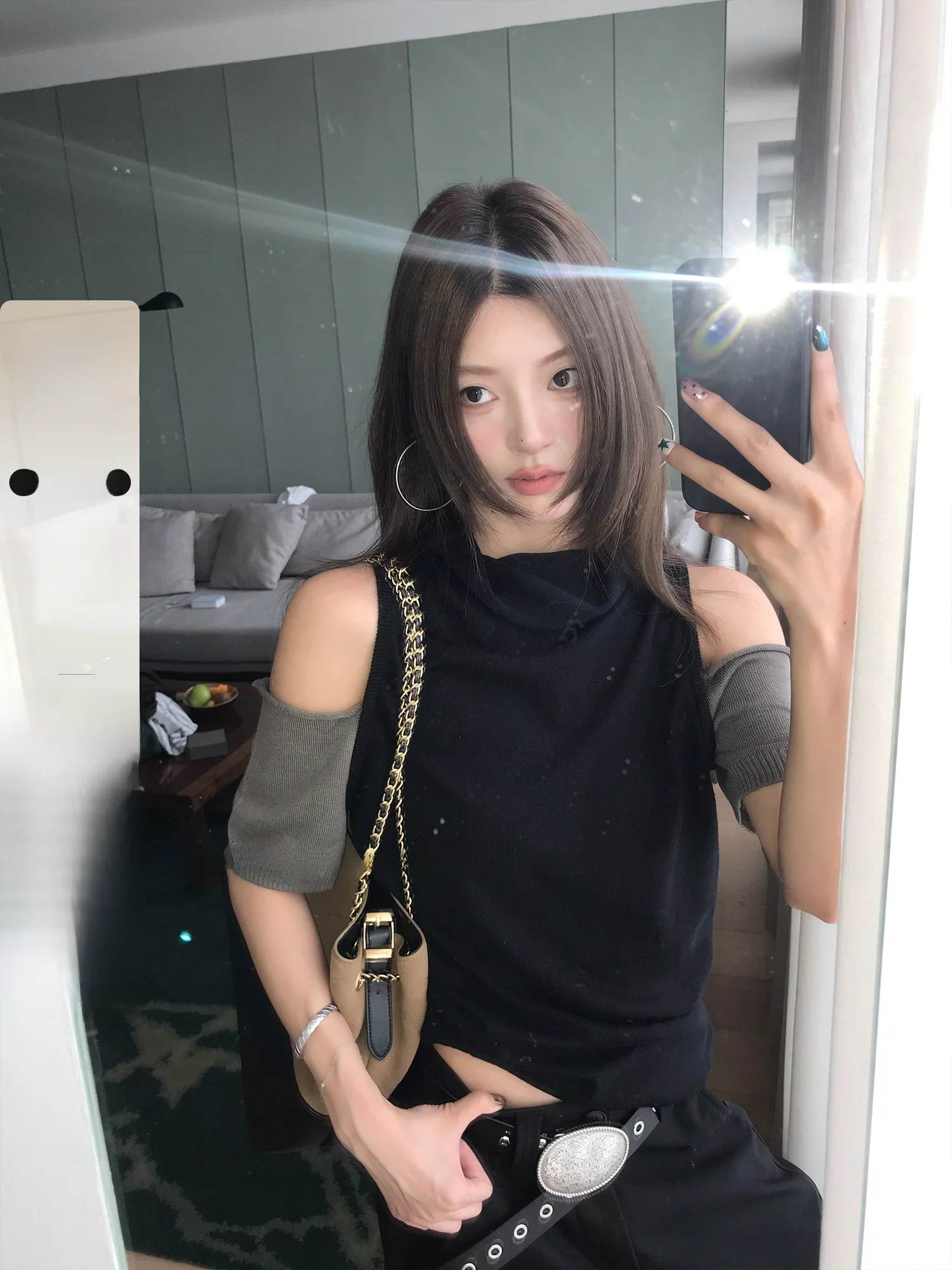 

Early Autumn High Collar Sweater Street Snapots Dental Bracelet Big Wang Commute Sle Slim Fit Long Sve Color