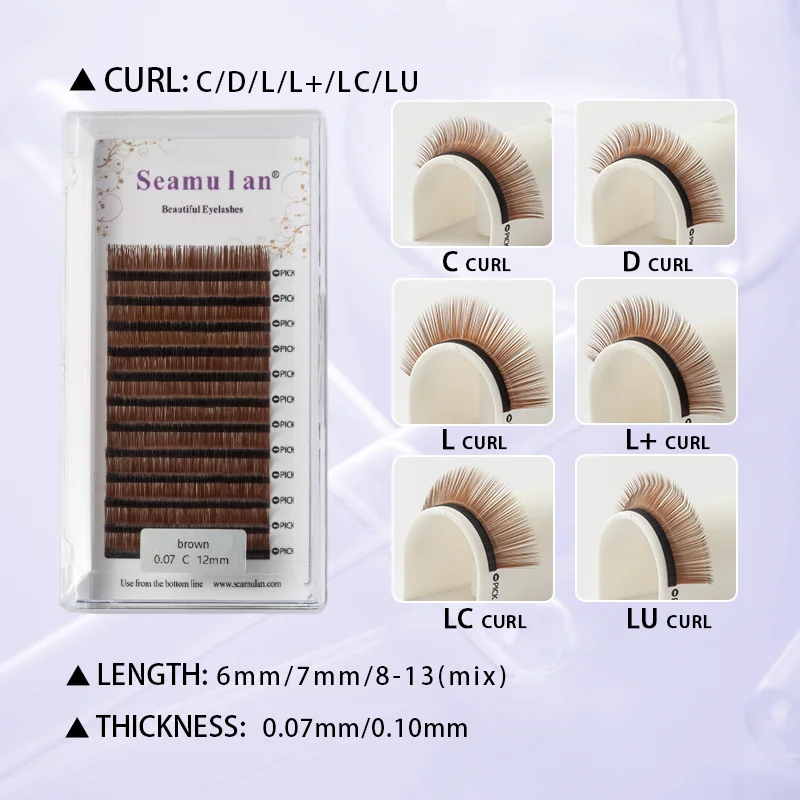 Eyelash Extension Brown Individual Eyelash Mix Length Colored Eyelashes Brown Mink Lashes Eyelash Extension Makeup Faux Cils