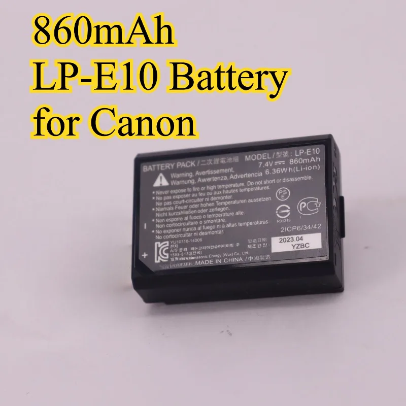 860mAh LP-E10 Battery for Canon EOS 4000D 3000D 2000D 1500D Rebel T7 T100 T6 T5 Kiss X90 X80 DSLR Camera
