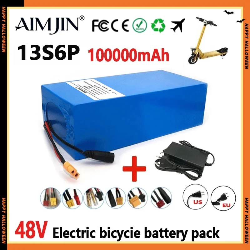 오리지널 18650 48V 100Ah 13s6p 리튬 배터리 팩 48v 100000mAh 2000W Citycoco 전동 스쿠터 배터리 내장형 50A BMS