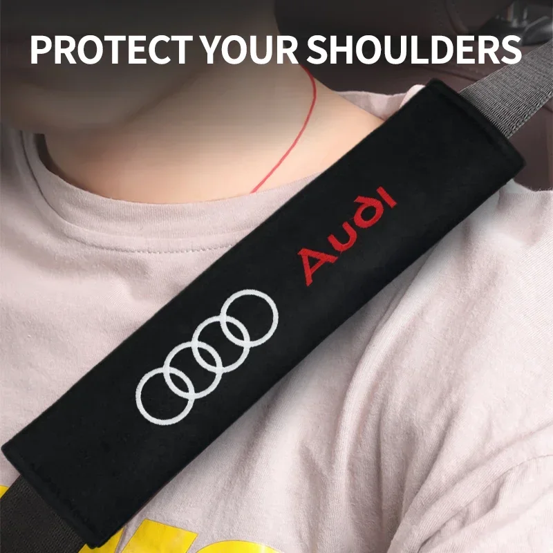 2PCS Car suede Seatbelt Shoulder Pad Driving Seat Belt Vehicle Pad Cover For Audi A4 b6 b8 b7 b9 b5 A6 A3 A8 Q3 Q5 Q7 Q8 TT TTS