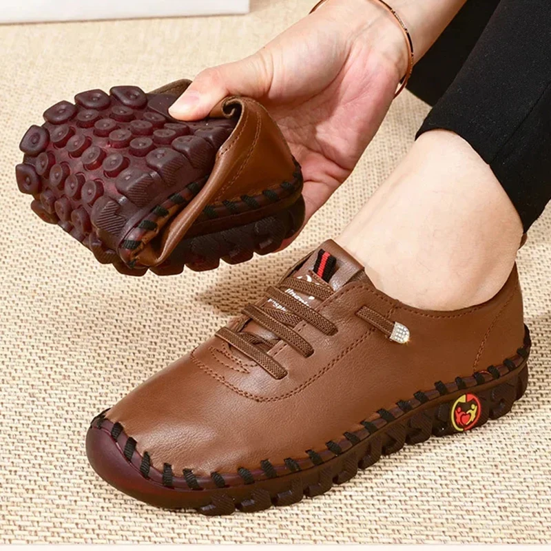 Sneakers for Women Leather Casual Vulcanized Female Shoe Soft Comfortable Flat Loafers Shoes Slip on Shoes Zapatillas De Mujer image 5